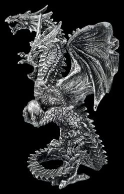 Drachenfigur Silber - Zweiköpfige Hydra -Modell Und Figurengeschäft 2D FS25712 Drachenfigur silber Zweik pfige Hydra 2 1280x1280