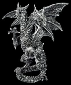Drachenfigur Silber - Zweiköpfige Hydra -Modell Und Figurengeschäft 2D FS25712 Drachenfigur silber Zweik pfige Hydra 6 1280x1280