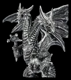 Drachenfigur Silber - Zweiköpfige Hydra -Modell Und Figurengeschäft 2D FS25712 Drachenfigur silber Zweik pfige Hydra 7 1280x1280