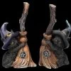 Katzen Figuren 2er Set - Hexenbesen