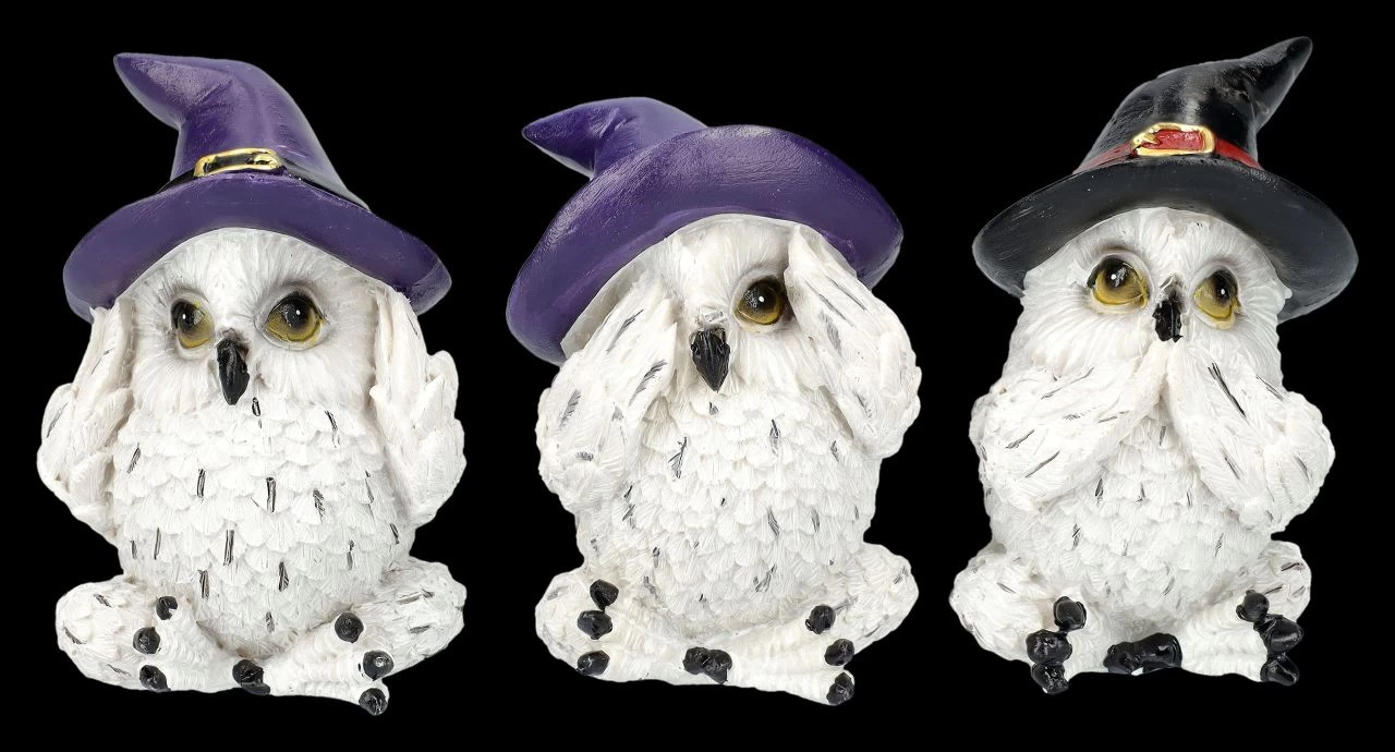 Eulenfiguren 3er Set - Schneeeulen Nichts Böses 1 Eulenfiguren 3er Set - Schneeeulen Nichts Böses