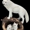 Wolf Figur - Schneewolf Mit Jungen In Der Höhle