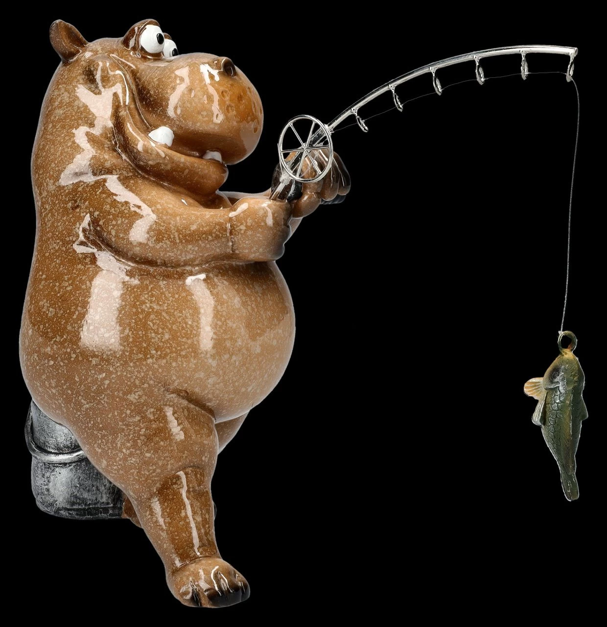 Lustige Nilpferd Figur Beim Angeln 3 Lustige Nilpferd Figur Beim Angeln – Bild 3