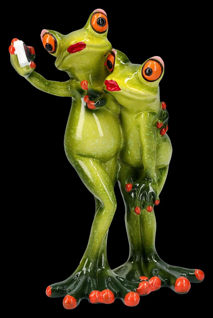 Lustige Frosch Figur - Liebespaar Selfie 1 Lustige Frosch Figur - Liebespaar Selfie