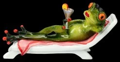 Lustige Frosch Figur - Cocktail Im Liegestuhl