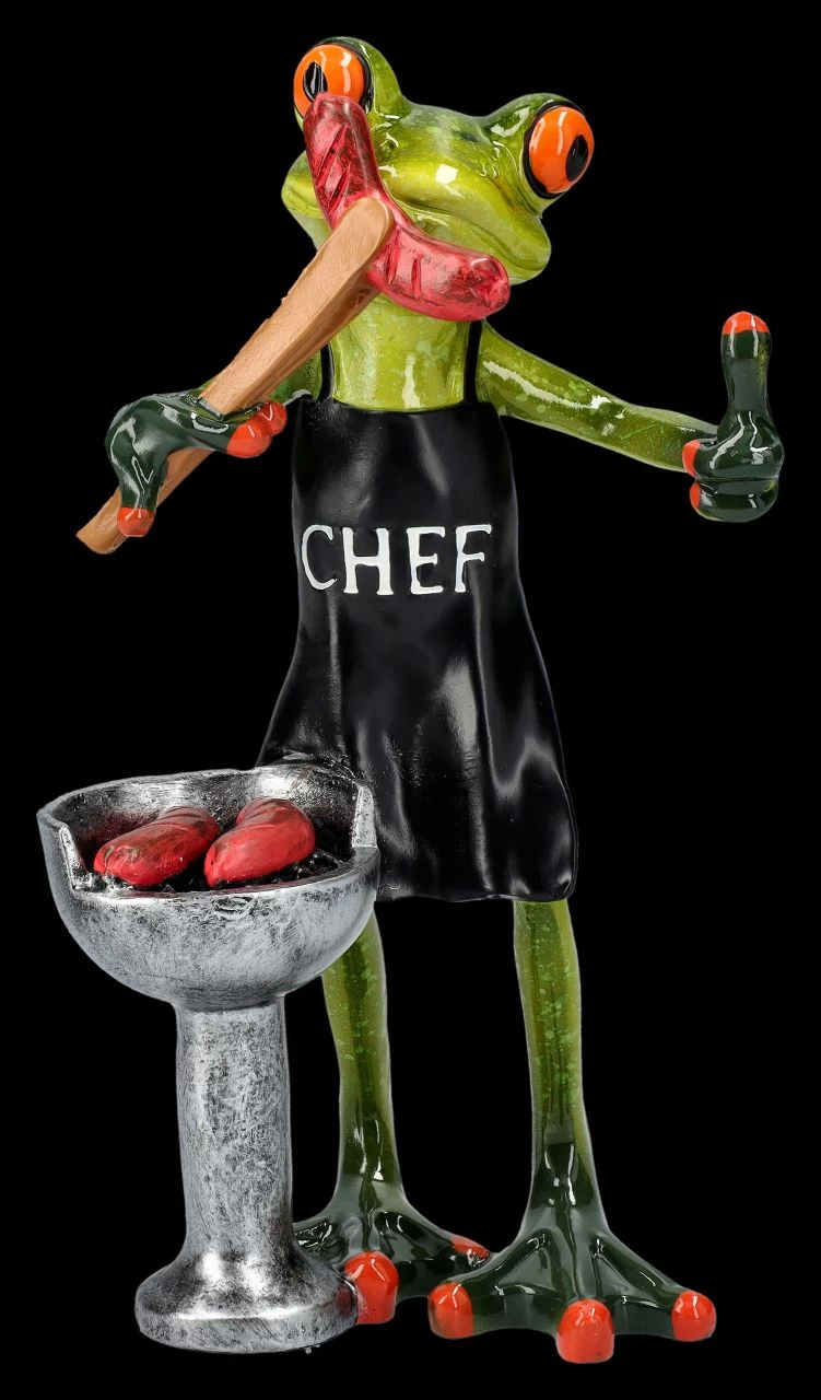 Lustige Frosch Figur Beim Grillen - BBQ Chef 2 Lustige Frosch Figur Beim Grillen - BBQ Chef – Bild 2