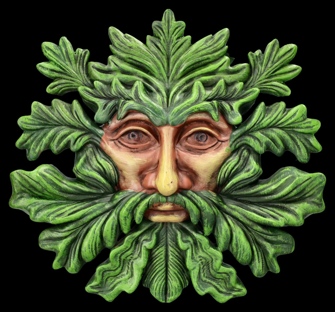 Wandrelief - Blatt-Bärtiger Greenman 1 Wandrelief - Blatt-Bärtiger Greenman