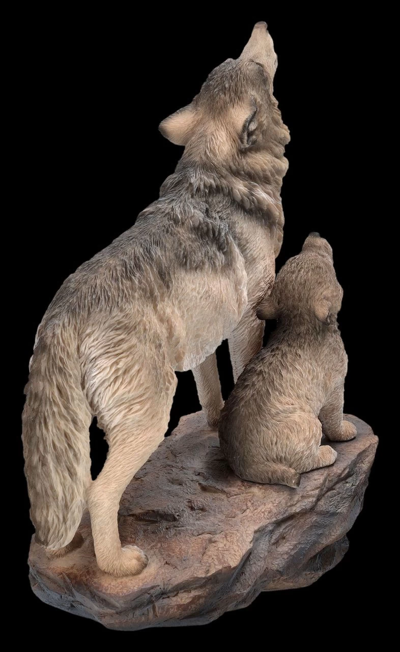 Wolffigur Groß - Heulende Mutter Mit Jungem 5 Wolffigur Groß - Heulende Mutter Mit Jungem – Bild 5