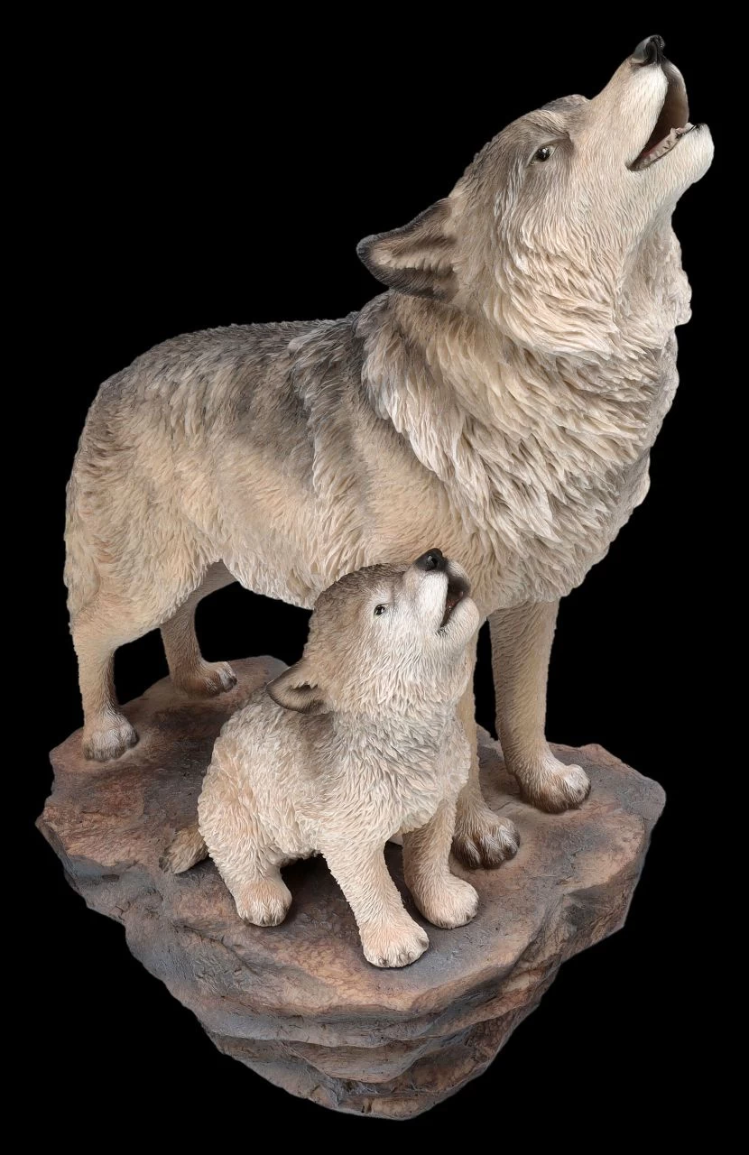 Wolffigur Groß - Heulende Mutter Mit Jungem 7 Wolffigur Groß - Heulende Mutter Mit Jungem – Bild 7