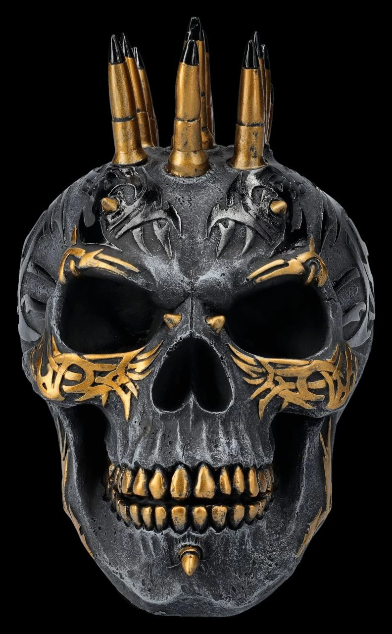 Spiral Totenkopf Figur - Patronen Iro Schwarz-Gold 2 Spiral Totenkopf Figur - Patronen Iro Schwarz-Gold – Bild 2