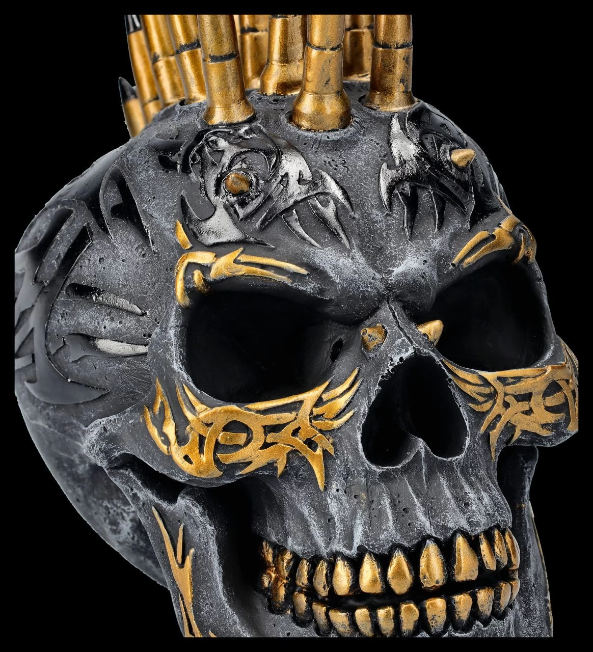 Spiral Totenkopf Figur - Patronen Iro Schwarz-Gold 7 Spiral Totenkopf Figur - Patronen Iro Schwarz-Gold – Bild 7