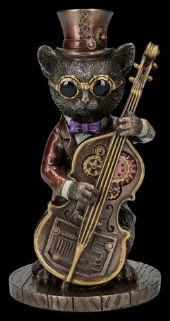 Steampunk Figur - Katzen Bassist