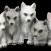 Wolf Figur - Fünf Niedliche Polarwolf-Welpen