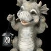 Gartenfigur - Fröhlicher Drache Mit Laterne