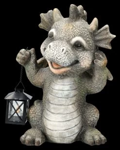 Gartenfigur - Fröhlicher Drache Mit Laterne