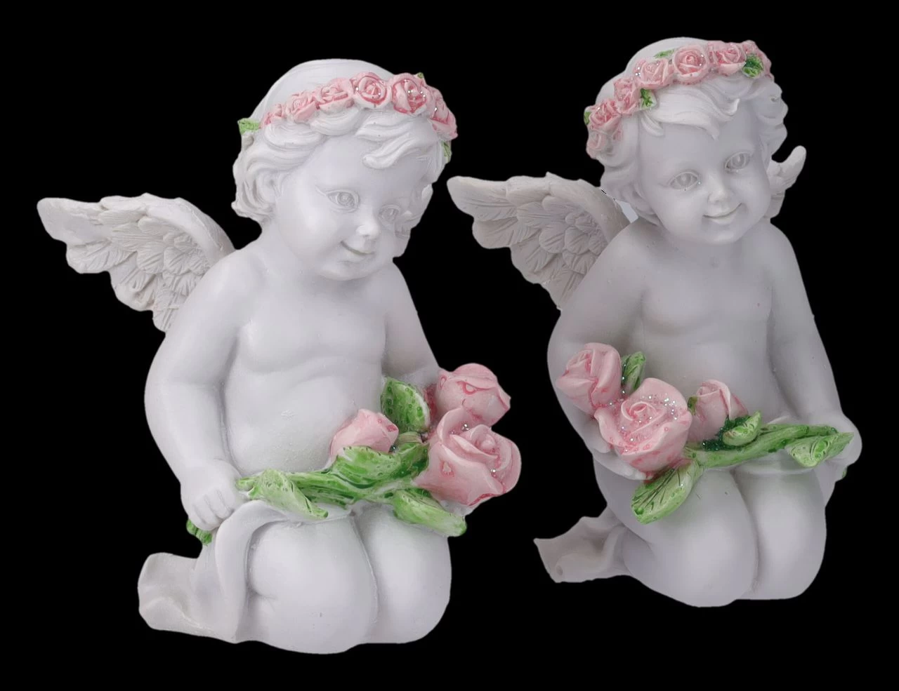 Engel Figuren 2er Set - Putten Mit Rosen 2 Engel Figuren 2er Set - Putten Mit Rosen – Bild 2