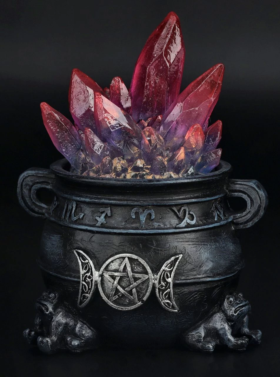 Hexenkessel Deko Mit Kristallen 2 Hexenkessel Deko Mit Kristallen – Bild 2