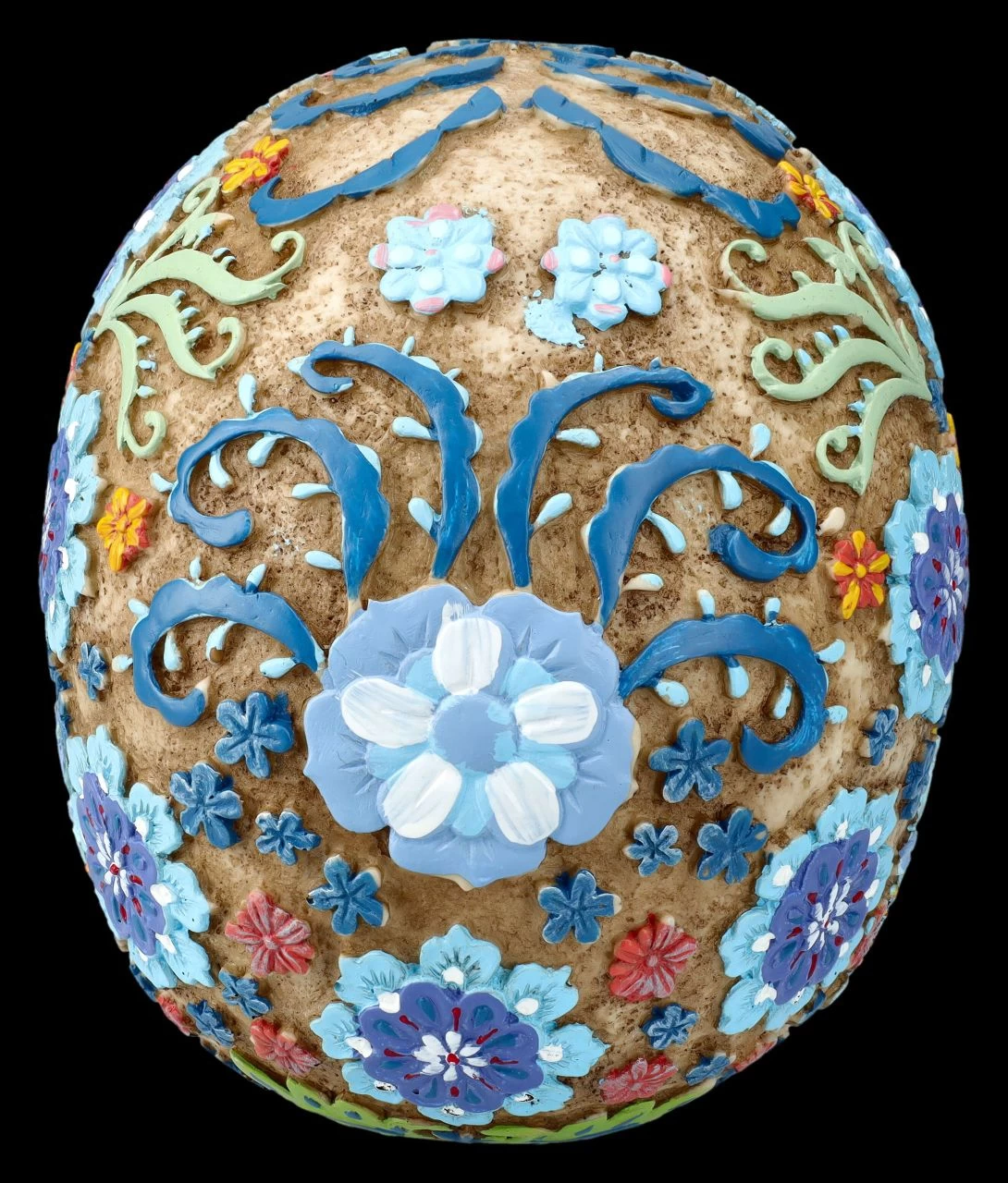 Totenkopf Figur Mit Buntem Blumenmuster 5 Totenkopf Figur Mit Buntem Blumenmuster – Bild 5