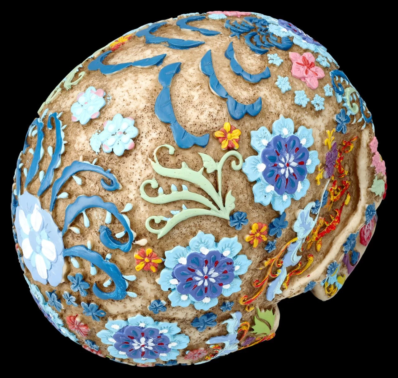 Totenkopf Figur Mit Buntem Blumenmuster 7 Totenkopf Figur Mit Buntem Blumenmuster – Bild 7