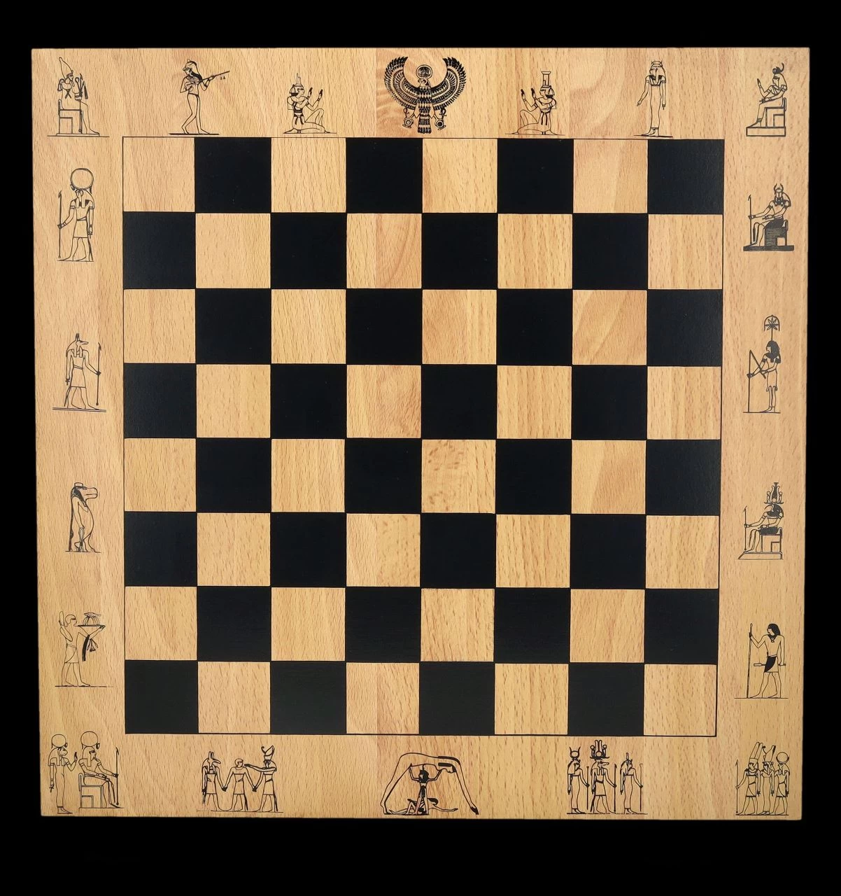 Schachbrett Aus Holz - Ägyptische Hieroglyphen 1 Schachbrett Aus Holz - Ägyptische Hieroglyphen