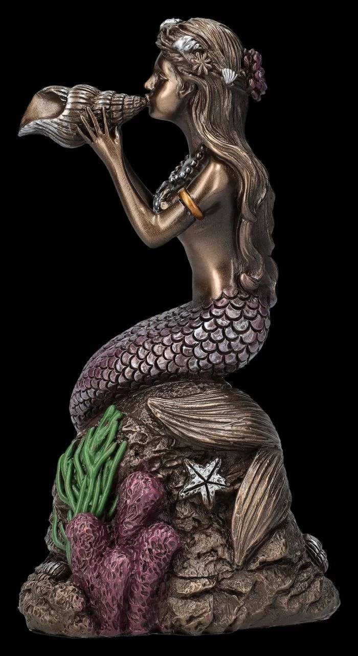 Meerjungfrauen Figur Mit Muschel Trompete 4 Meerjungfrauen Figur Mit Muschel Trompete – Bild 4
