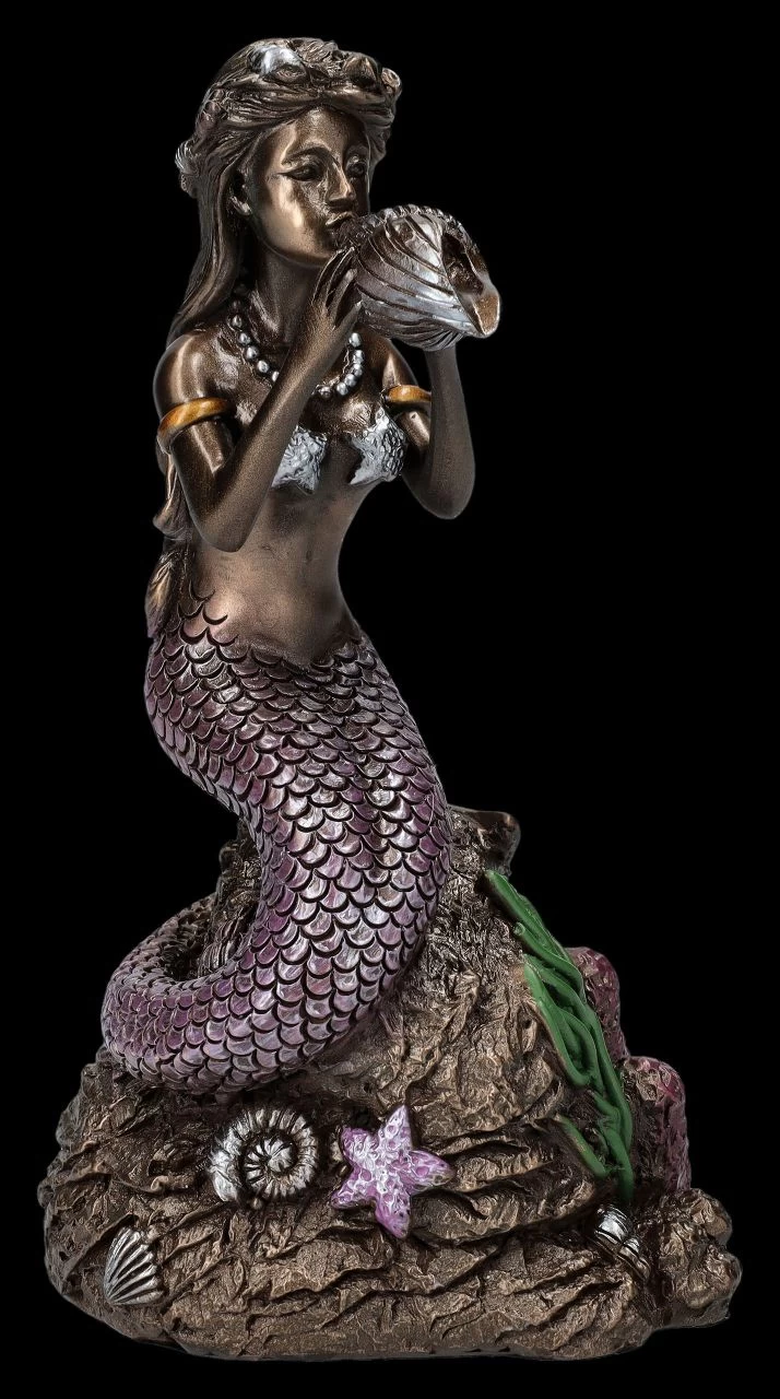 Meerjungfrauen Figur Mit Muschel Trompete 2 Meerjungfrauen Figur Mit Muschel Trompete – Bild 2