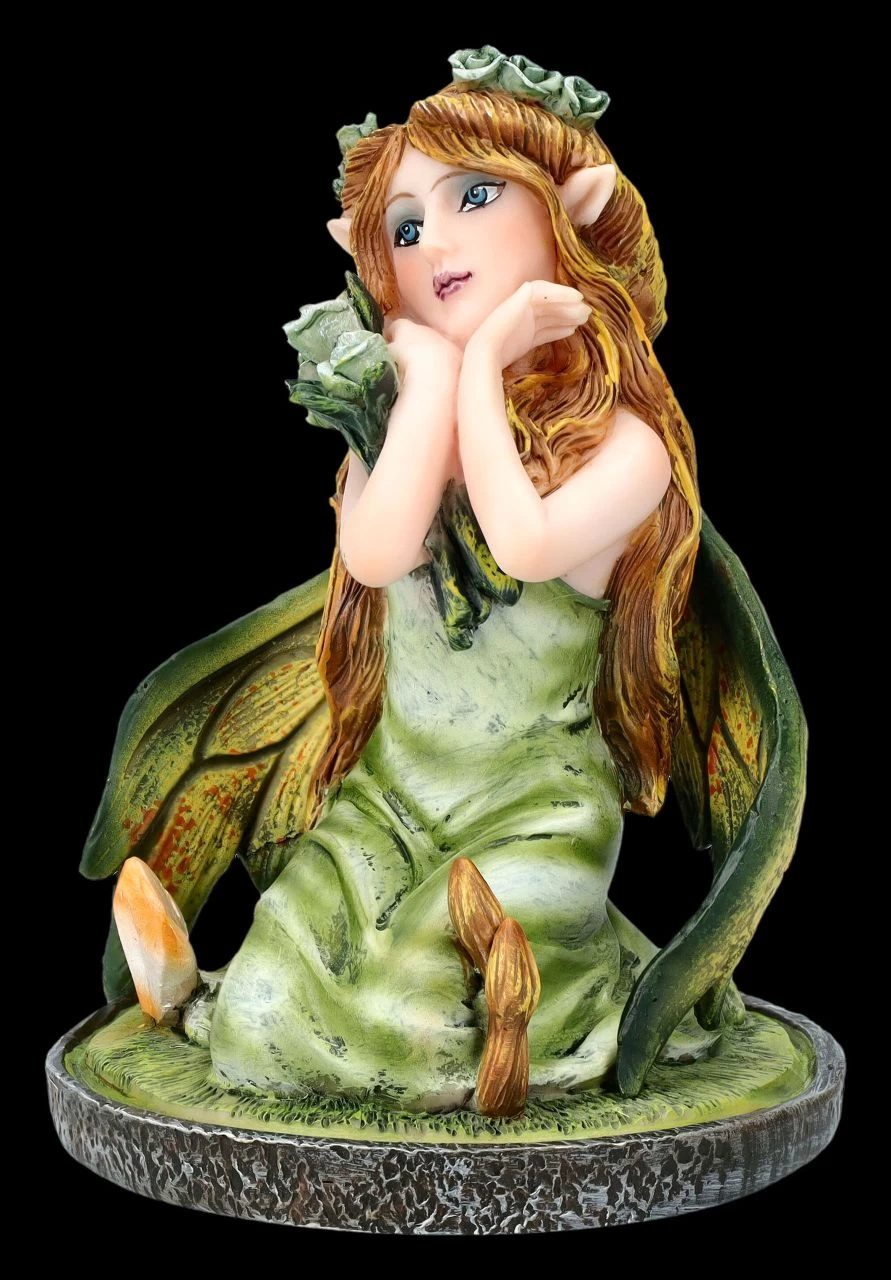 Elfen Figur Klein Grün - Morsana Mit Rosen 3 Elfen Figur Klein Grün - Morsana Mit Rosen – Bild 3