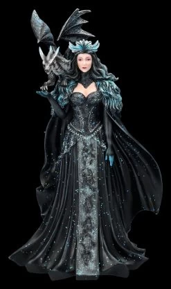 Magierin Figur Schwarz - Dark Queen Mit Drache
