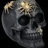 Totenkopf Figur Schwarz-gold Mit Spinnen