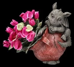 Garten Figur - Drache Auf Blumentopf Rechts