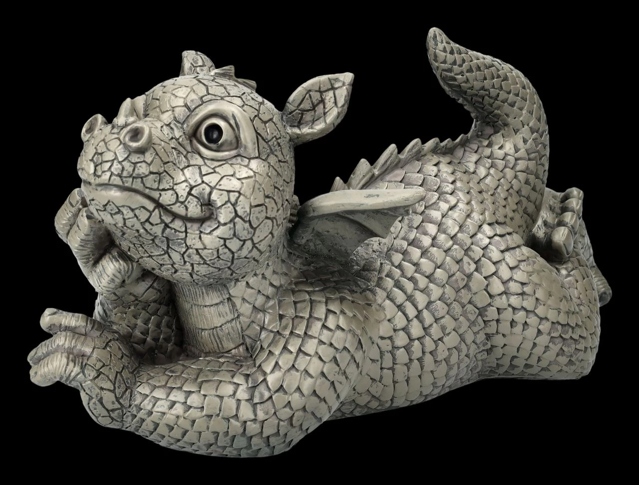 Gartenfigur - Drache Träumt Vor Sich Hin 1 Gartenfigur - Drache Träumt Vor Sich Hin