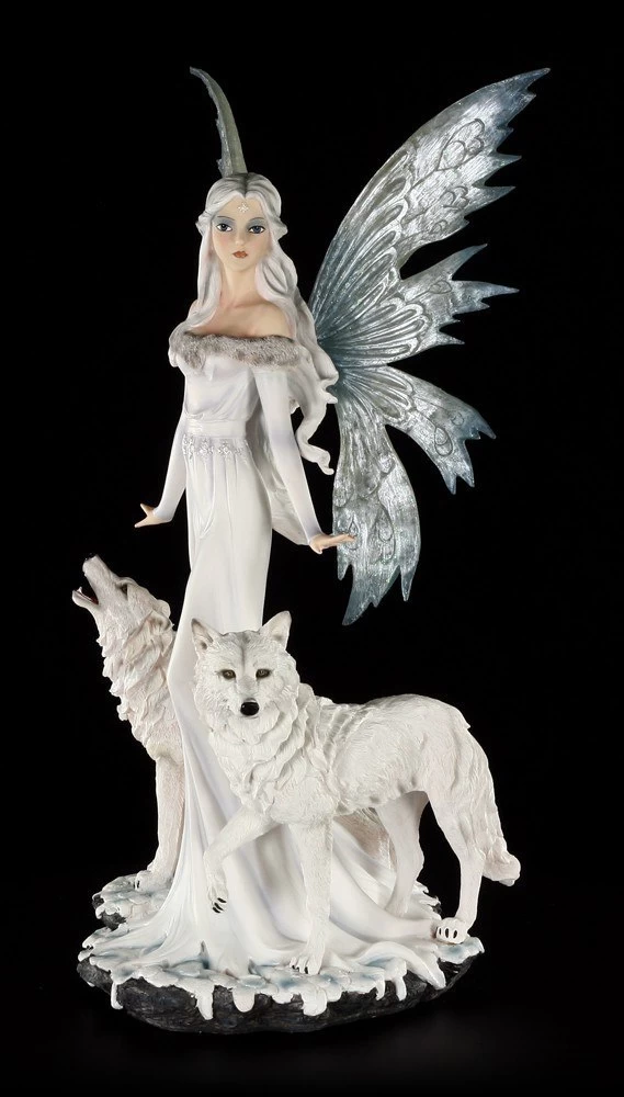 Elfen Figur - Niamh Die Eisprinzessin Mit Zwei Wölfen - Groß 2 Elfen Figur - Niamh Die Eisprinzessin Mit Zwei Wölfen - Groß – Bild 2