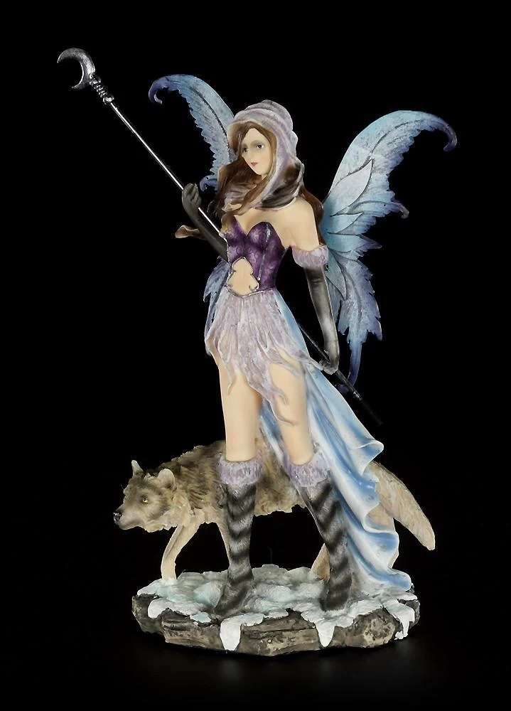 Elfen Figur - Luna Mit Mondstab Und Wolf 3 Elfen Figur - Luna Mit Mondstab Und Wolf – Bild 3