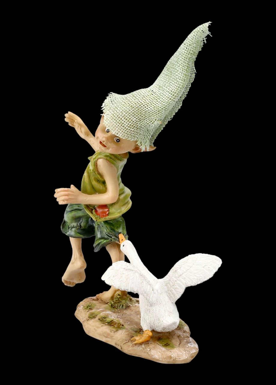 Pixie Kobold Figur Mit Gans - Lass Mich Los 2 Pixie Kobold Figur Mit Gans - Lass Mich Los – Bild 2