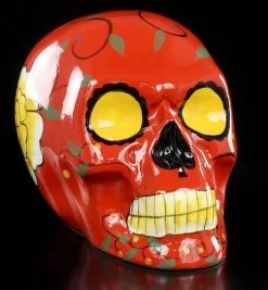 Mexikanischer Totenkopf - Keramik Rot