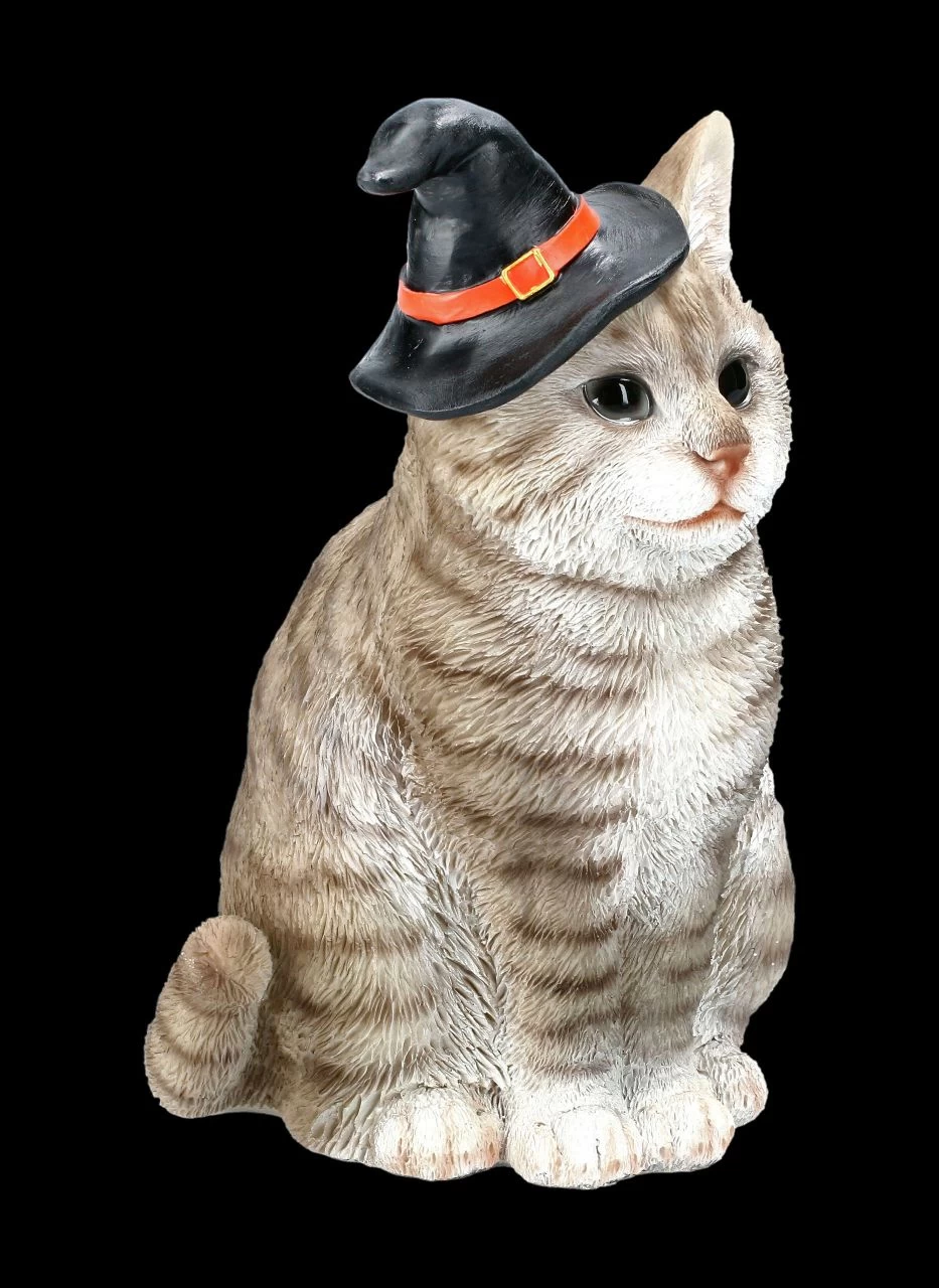 Graue Hexen-Katze Mit Zauberhut 2 Graue Hexen-Katze Mit Zauberhut – Bild 2