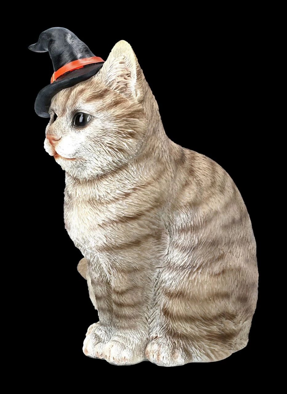 Graue Hexen-Katze Mit Zauberhut 3 Graue Hexen-Katze Mit Zauberhut – Bild 3