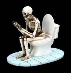 Skelett Figur Sitzt Auf WC
