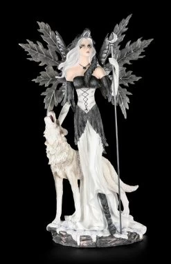Elfen Figur Mit Wolf - Wächter Des Mondes Groß