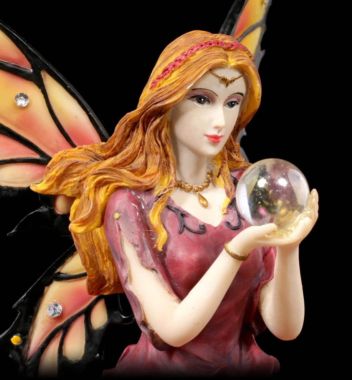 Elfen Figur - Isara Auf Rosenblüte Mit Kristallkugel 6 Elfen Figur - Isara Auf Rosenblüte Mit Kristallkugel – Bild 6