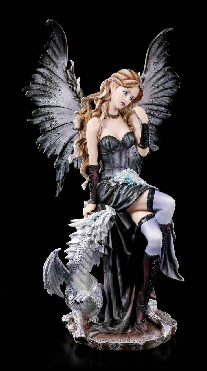 Elfen Figur Groß - Ruti Sitzend Mit Drache 1 Elfen Figur Groß - Ruti Sitzend Mit Drache