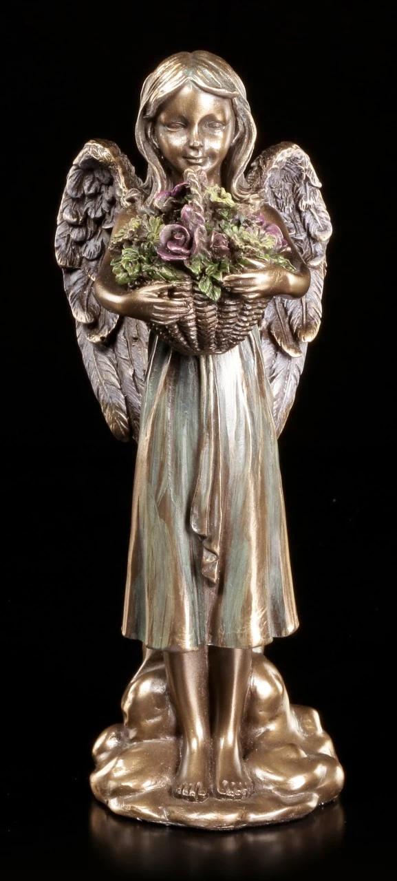 Engel Figur - Lächelnd Mit Blumenkorb 2 Engel Figur - Lächelnd Mit Blumenkorb – Bild 2