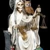 Sitzende Santa Muerte Figur - Weiß