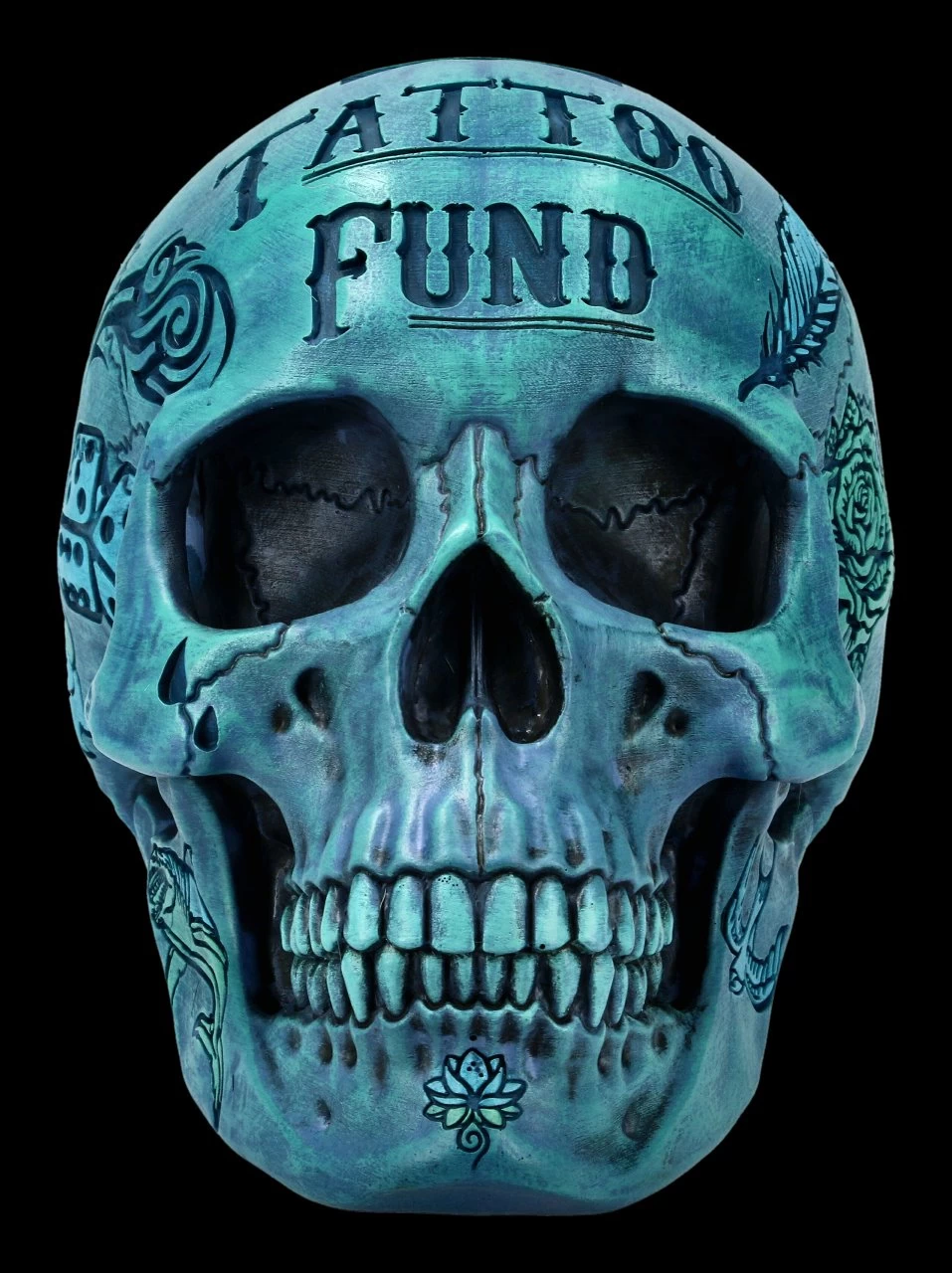 NEMESIS NOW Totenkopf - Tattoo Spardose - Blau 4 NEMESIS NOW Totenkopf - Tattoo Spardose - Blau – Bild 4