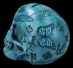 NEMESIS NOW Totenkopf - Tattoo Spardose - Blau 13 NEMESIS NOW Totenkopf - Tattoo Spardose - Blau -Modell Und Figurengeschäft FS21509 Totenkopf Tattoo Spardose blau 5 1280x1280
