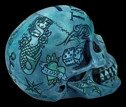 NEMESIS NOW Totenkopf - Tattoo Spardose - Blau 14 NEMESIS NOW Totenkopf - Tattoo Spardose - Blau -Modell Und Figurengeschäft FS21509 Totenkopf Tattoo Spardose blau 8 1280x1280
