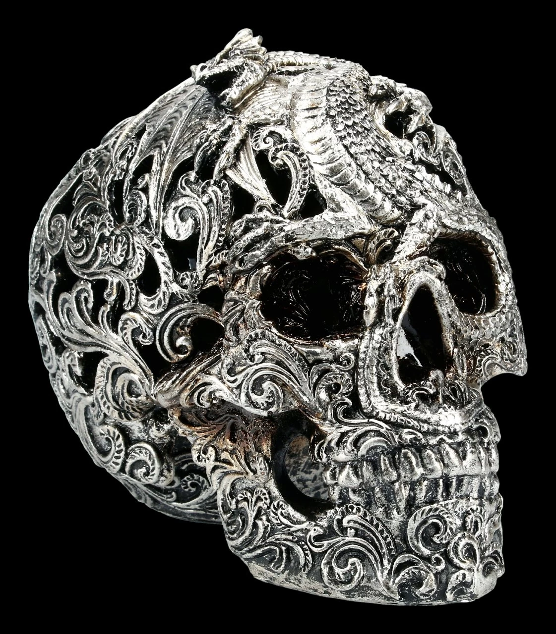 Totenkopf - Cranial Drakos - Silber 1 Totenkopf - Cranial Drakos - Silber