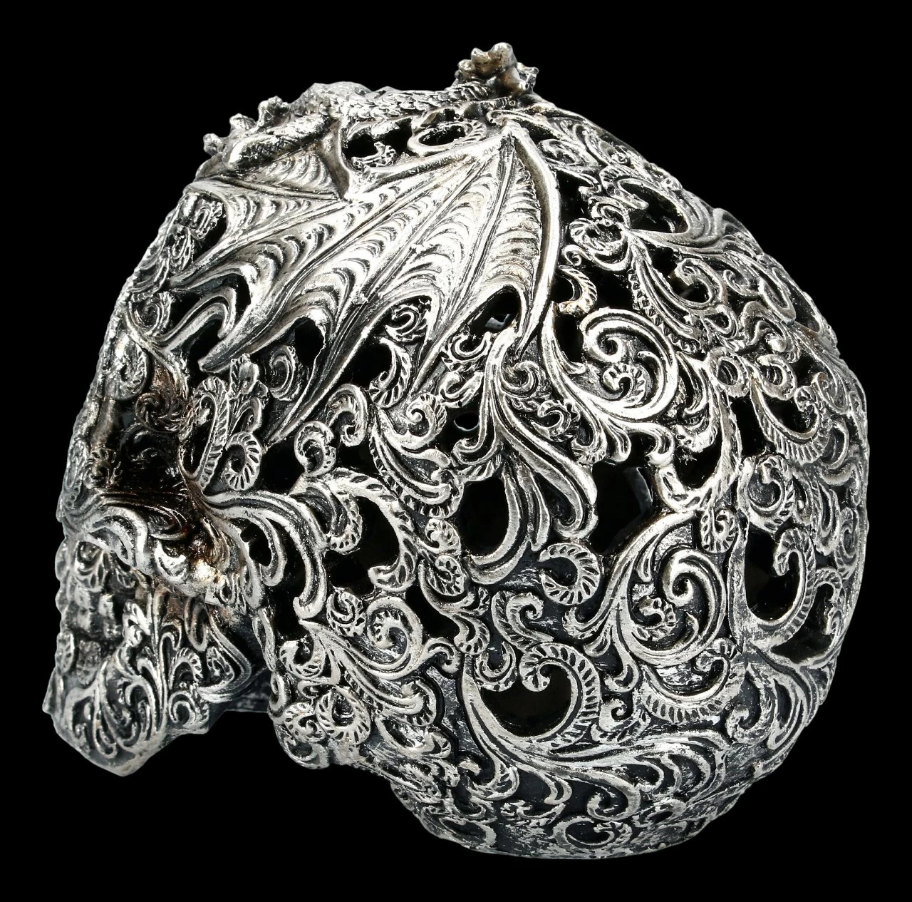 Totenkopf - Cranial Drakos - Silber 5 Totenkopf - Cranial Drakos - Silber – Bild 5