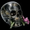 Schwarzer Totenkopf Mit Beschriftung Und Blume