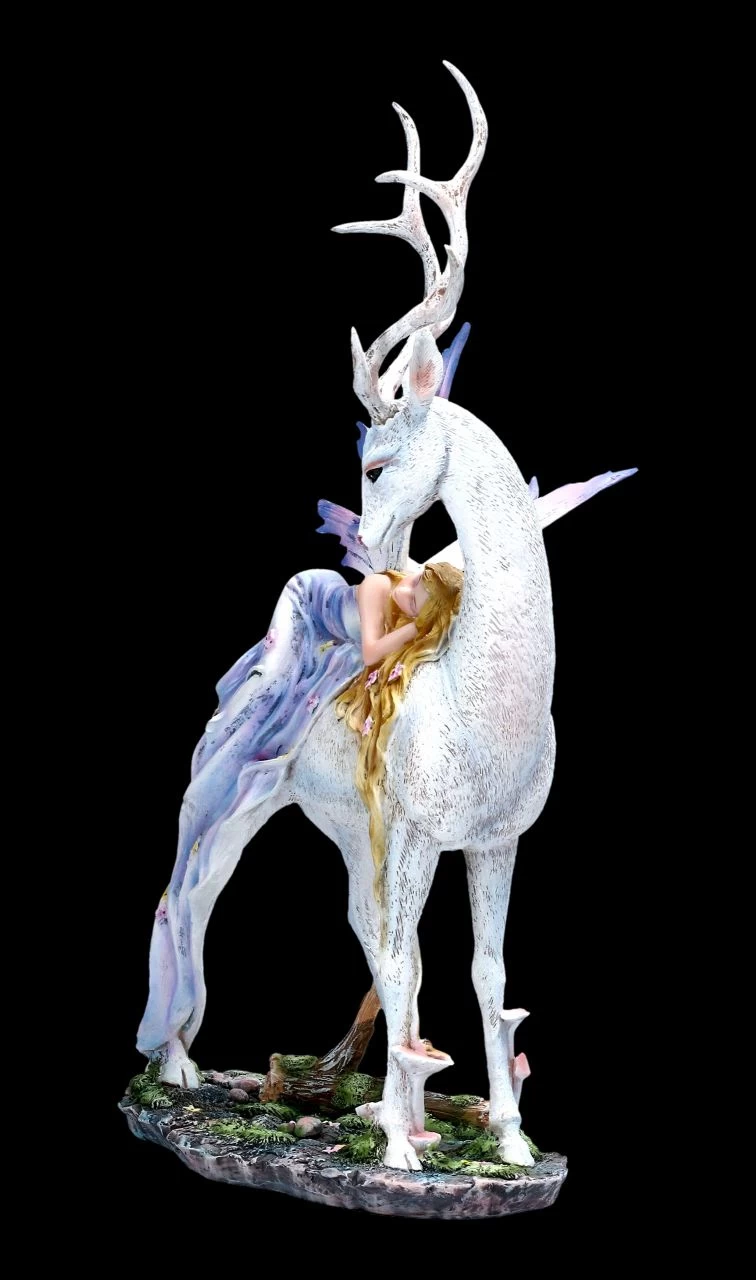 Elfen Figur Schläft Auf Weißem Hirsch 2 Elfen Figur Schläft Auf Weißem Hirsch – Bild 2
